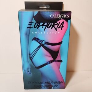 CalExotics Euphoria Plus Size Multi Chain Thigh Harness Black Vegan‎ Leather NEW